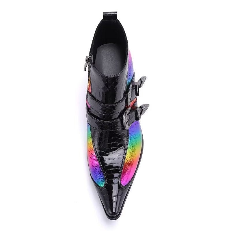 Botas Masculinas Luxo Exóticas Sociais Couro Genuíno - Multicolorido