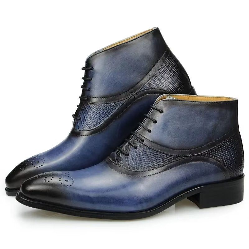 Botas Masculinas Modernas Com Cadarço -  Azul