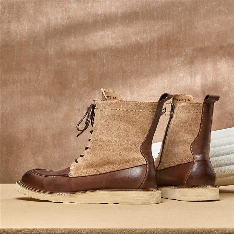 Botas Masculinas Pele Carneiro Chique Vintage - Marrom