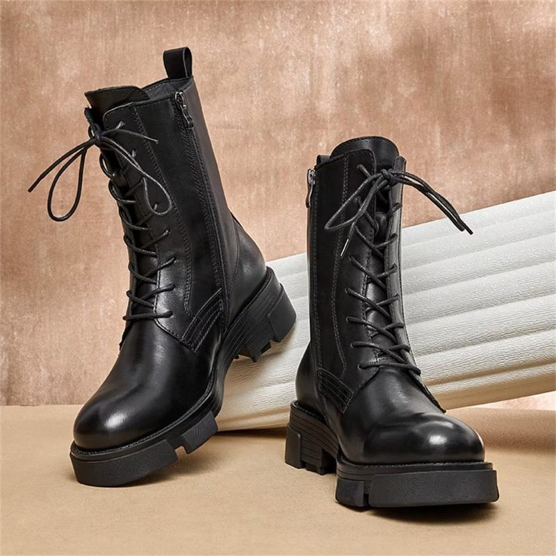 Botas Masculinas Pele Carneiro Chique Vintage Com Zíper Curto Cravejado Martin - Preto