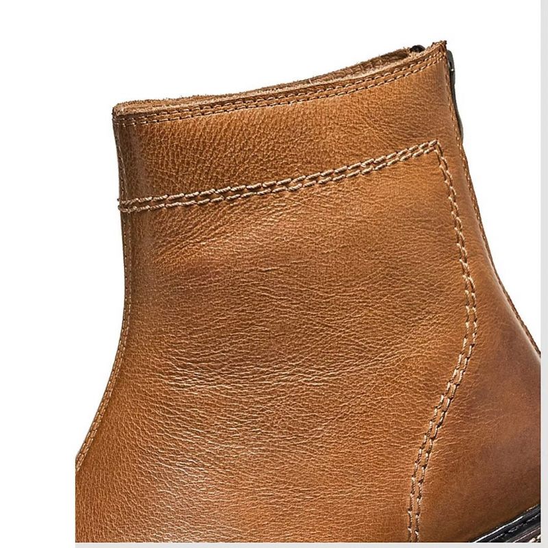 Botas Masculinas Pele Carneiro Chique Vintage Com Zíper Curto Martin Clássicas - Marrom