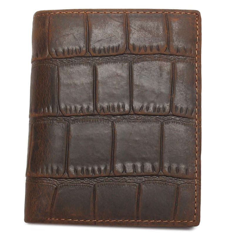 Carteiras Masculinas Couro Crocodilo Luxo Com Padrão Exótico Curtas -  Café Vertical