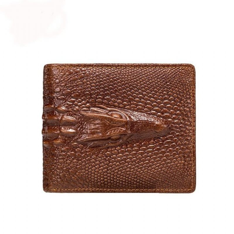 Carteiras Masculinas Requintadas Bolsa Moedas Vintage Couro Crocodilo - Preto Exótico