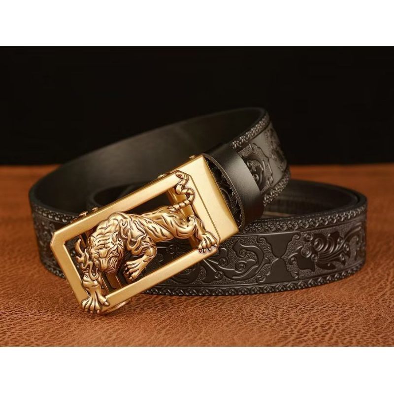 Cintos Masculinos Com Fivela Dourada - Preto