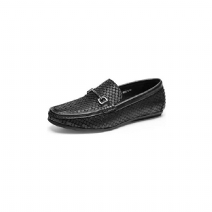 Mocassins Masculinos Com Bico Metal Exótico Sem Cadarço