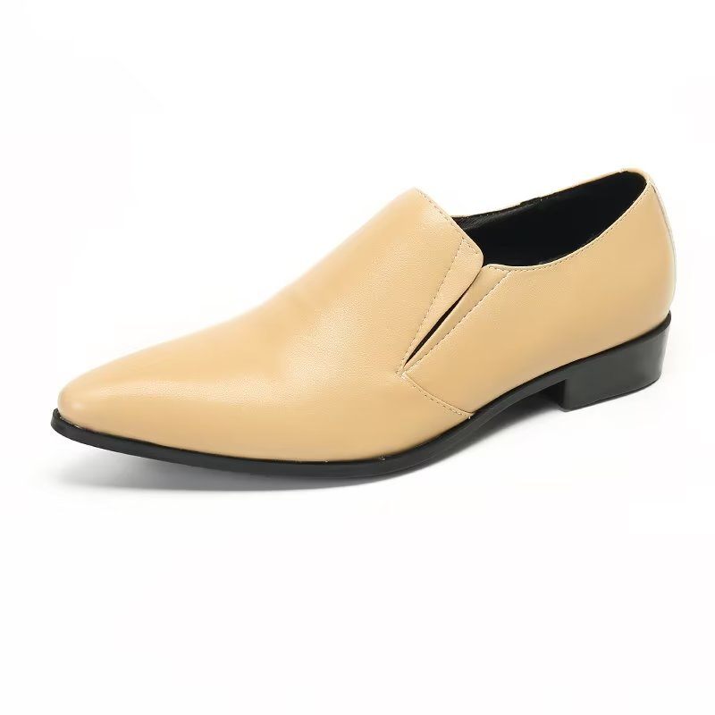 Mocassins Masculinos Luxuosos Couro Liso E Elegantes - Bege
