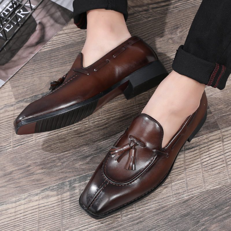 Mocassins Masculinos Sunshine Tassel Designer Sapatos Sociais Casamento - Café