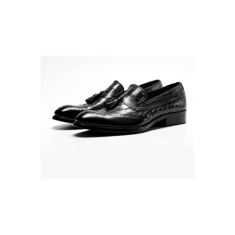 Mocassins Masculinos Vintage Com Borla Brogue - Preto