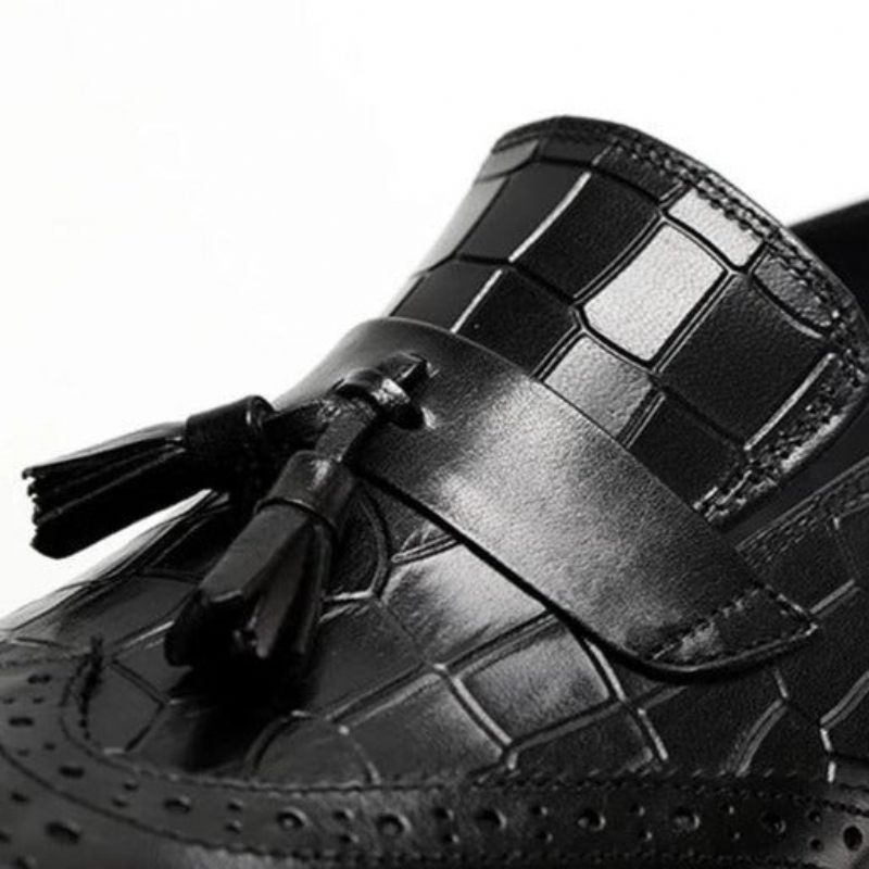 Mocassins Masculinos Vintage Com Borla Brogue - Preto