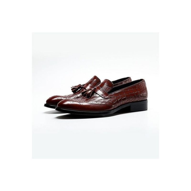 Mocassins Masculinos Vintage Com Borla Brogue - Vermelho