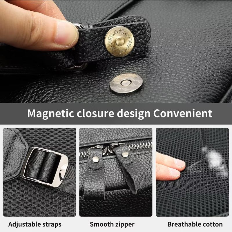 Mochilas Masculinas Couro Para Viagens Negócios Mochila Tecnológica - Preto