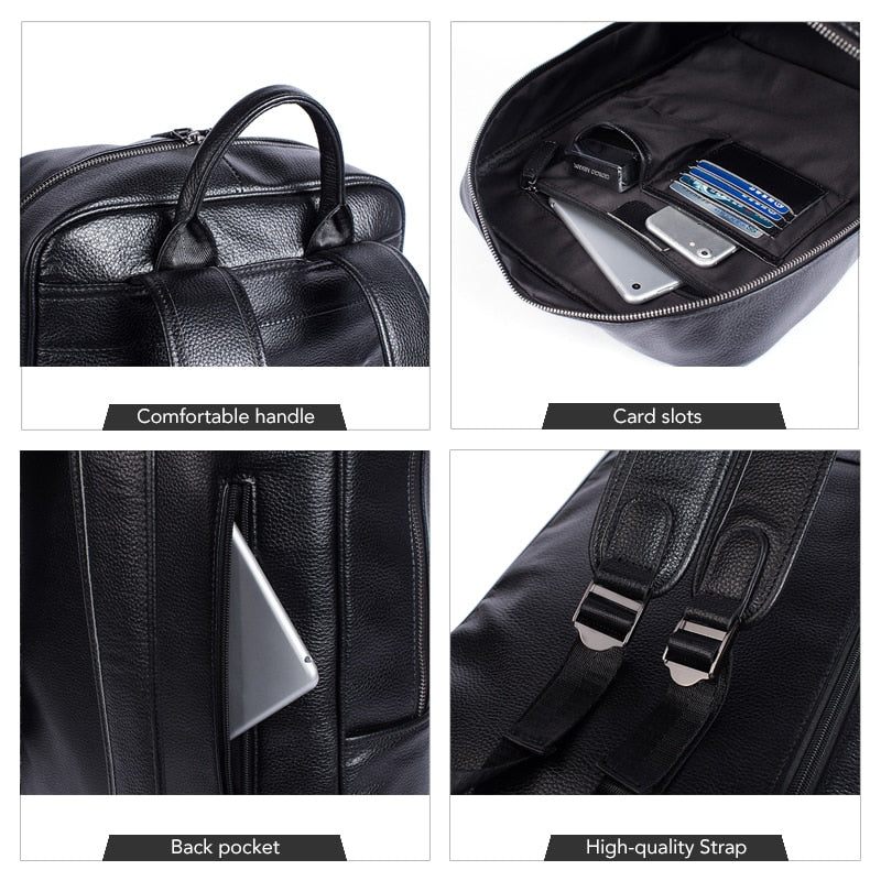 Mochilas Masculinas Luxuosas Exóticas Anti-roubo Para Laptop Mochila Softback Viagem - Preto