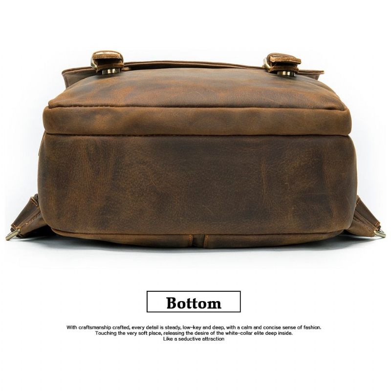 Mochilas Masculinas Vintage Luxury Air Cushion Mochila Couro - Café