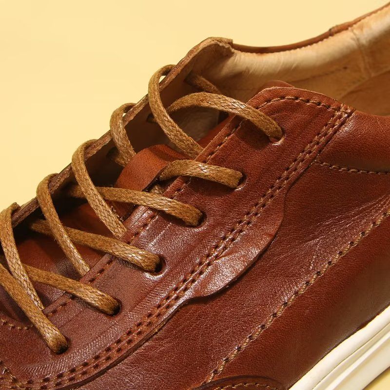 Sapatos Casuais Masculinos Chiques Tênis Cano Alto - Marrom