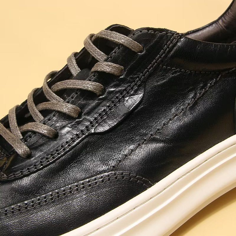 Sapatos Casuais Masculinos Chiques Tênis Cano Alto - Preto