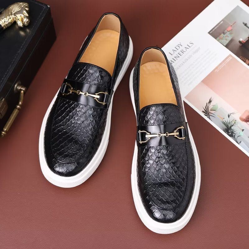 Sapatos Casuais Masculinos Com Plataforma Deslizante - Preto