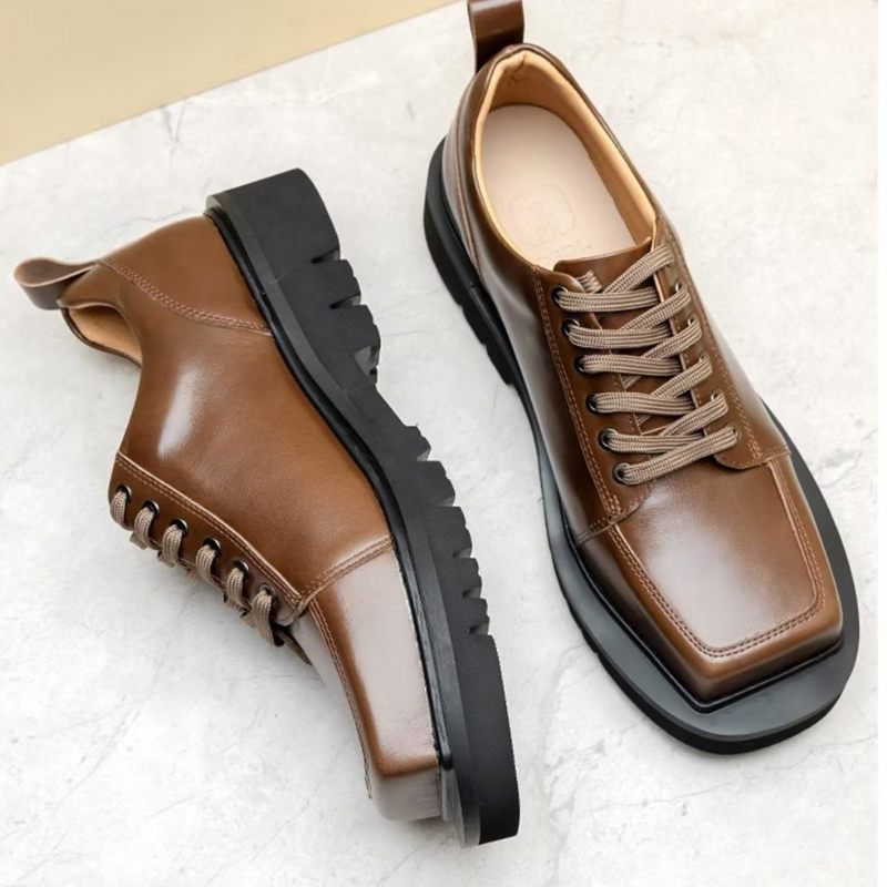 Sapatos Casuais Masculinos Couro Luxo Moda Casual - Café