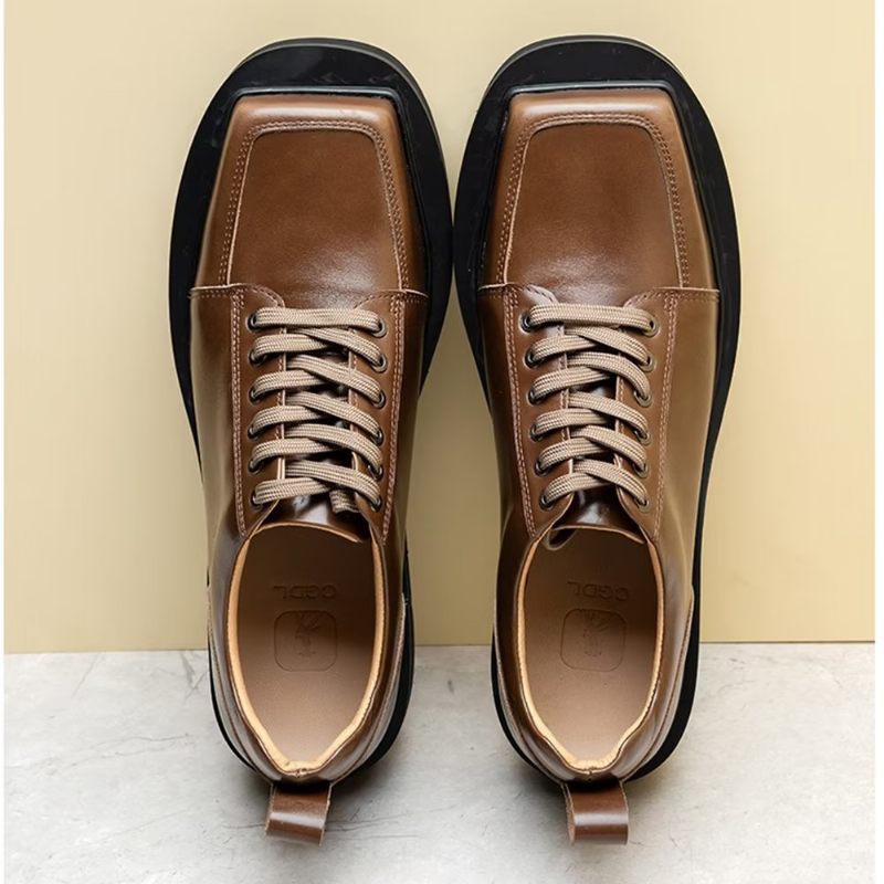 Sapatos Casuais Masculinos Couro Luxo Moda Casual - Café