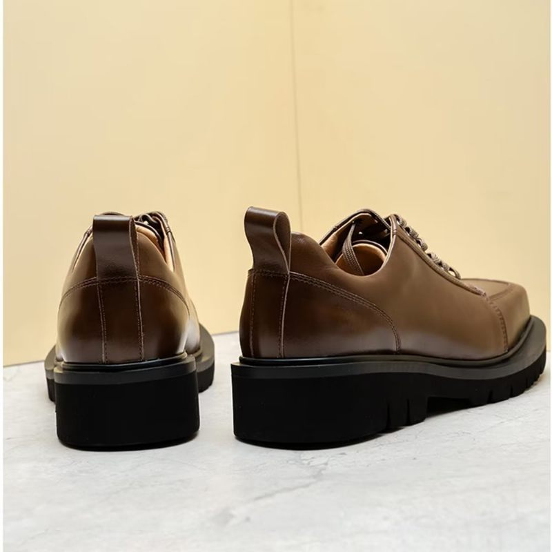 Sapatos Casuais Masculinos Couro Luxo Moda Casual - Café