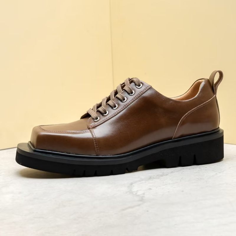 Sapatos Casuais Masculinos Couro Luxo Moda Casual - Café