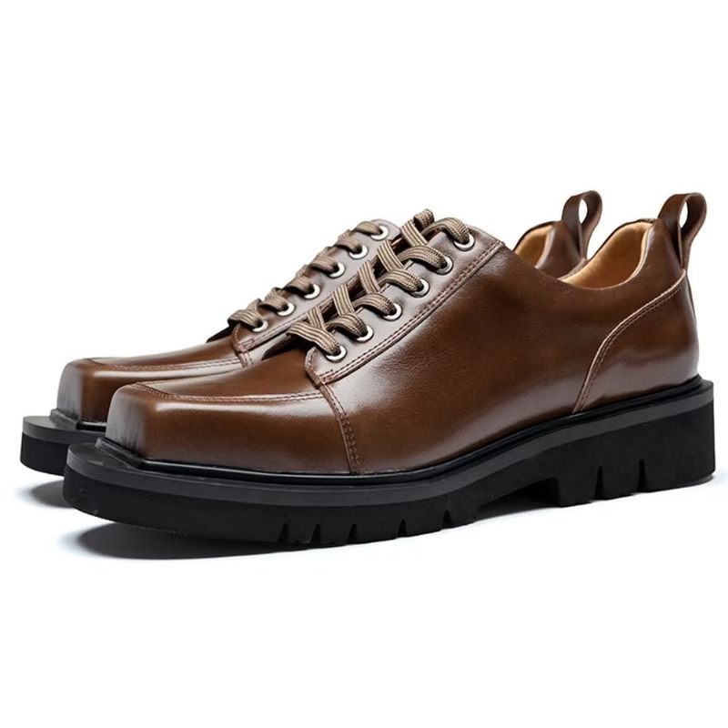 Sapatos Casuais Masculinos Couro Luxo Moda Casual - Café