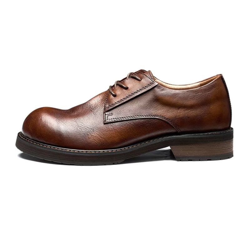 Sapatos Casuais Masculinos Luxuosos Leatherlux Dedo Redondo - Café