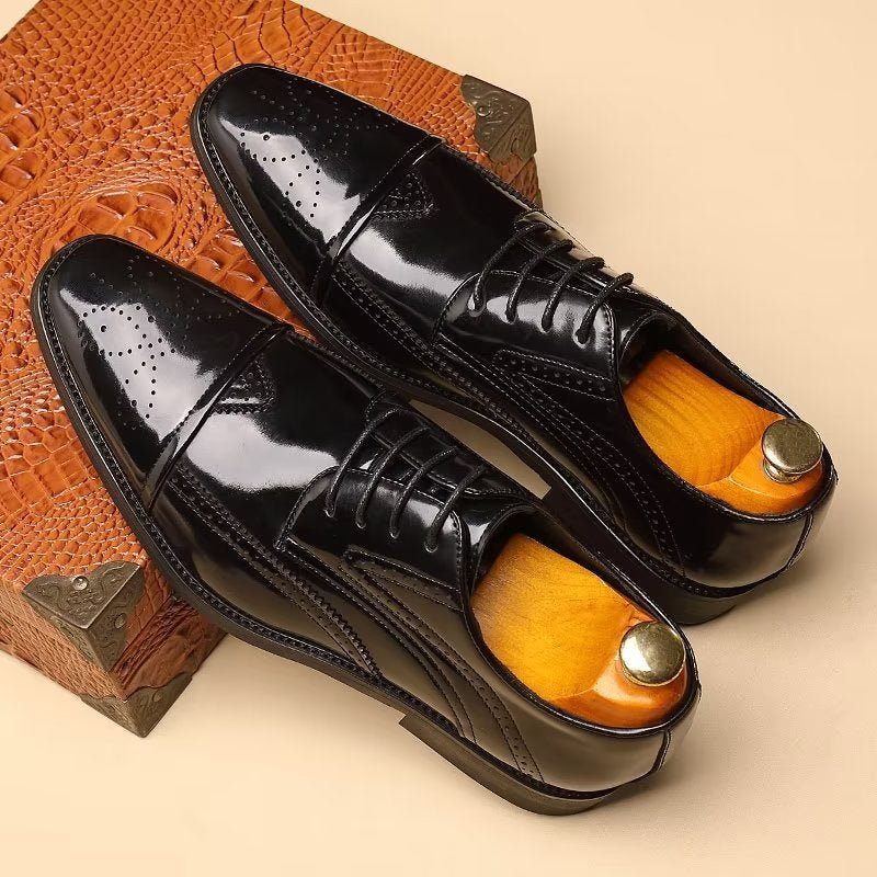 Sapatos Formais Masculinos Chiques Bico Fino Derby - Preto