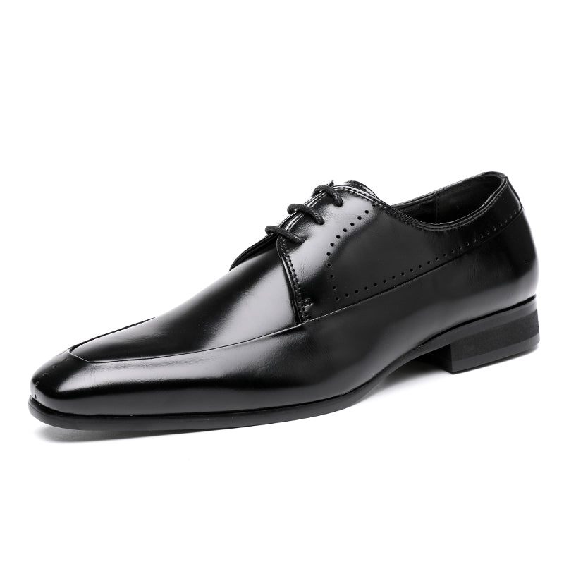 Sapatos Formais Masculinos Chiques Couro Serpente Pontiagudos Casamento - Preto