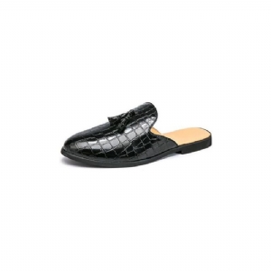 Sapatos Formais Masculinos Chiques E Confortáveis Com Padrão Crocodilo Slip-on Mules