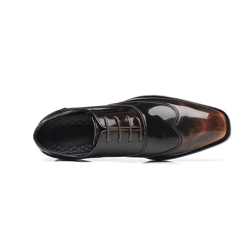 Sapatos Formais Masculinos Com Elegância Em Relevo Dedo Apontado Elegante Oxford - Café