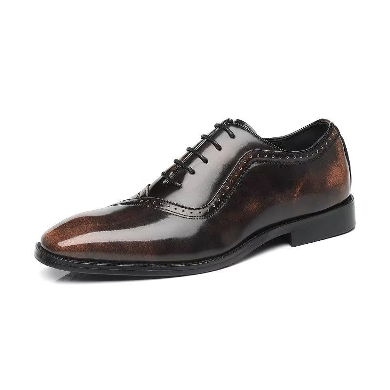 Sapatos Formais Masculinos Com Elegância Em Relevo Dedo Apontado Elegante Oxford - Café