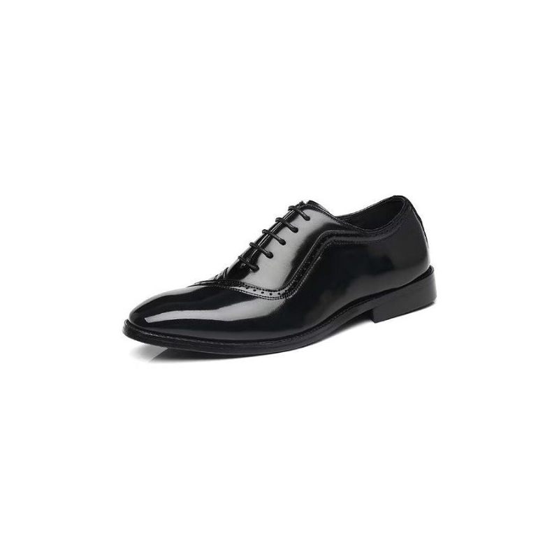 Sapatos Formais Masculinos Com Elegância Em Relevo Dedo Apontado Elegante Oxford - Preto