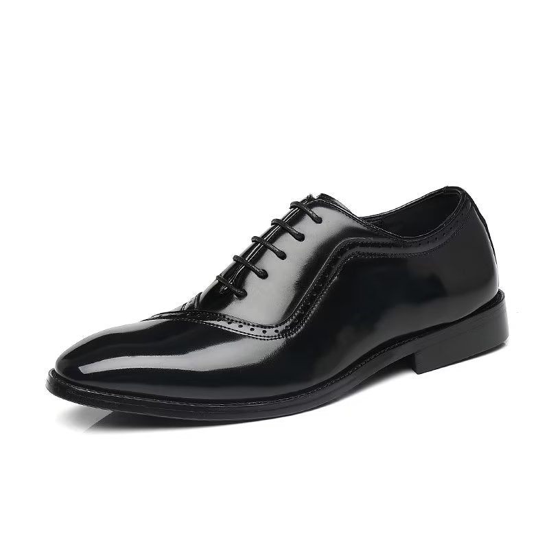 Sapatos Formais Masculinos Com Elegância Em Relevo Dedo Apontado Elegante Oxford - Preto