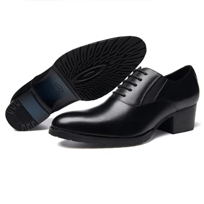 Sapatos Formais Masculinos Com Elegância Em Relevo E Bico Fino Oxford - Preto