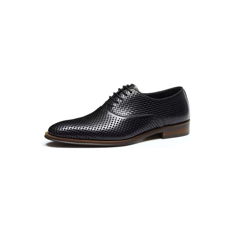 Sapatos Formais Masculinos Com Elegância Em Relevo Sociais Exóticos Bico Redondo Oxford - Preto
