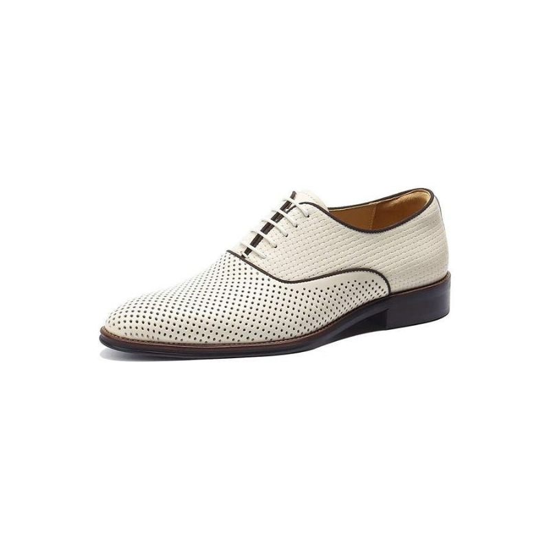 Sapatos Formais Masculinos Com Elegância Em Relevo Sociais Exóticos Bico Redondo Oxford - Bege