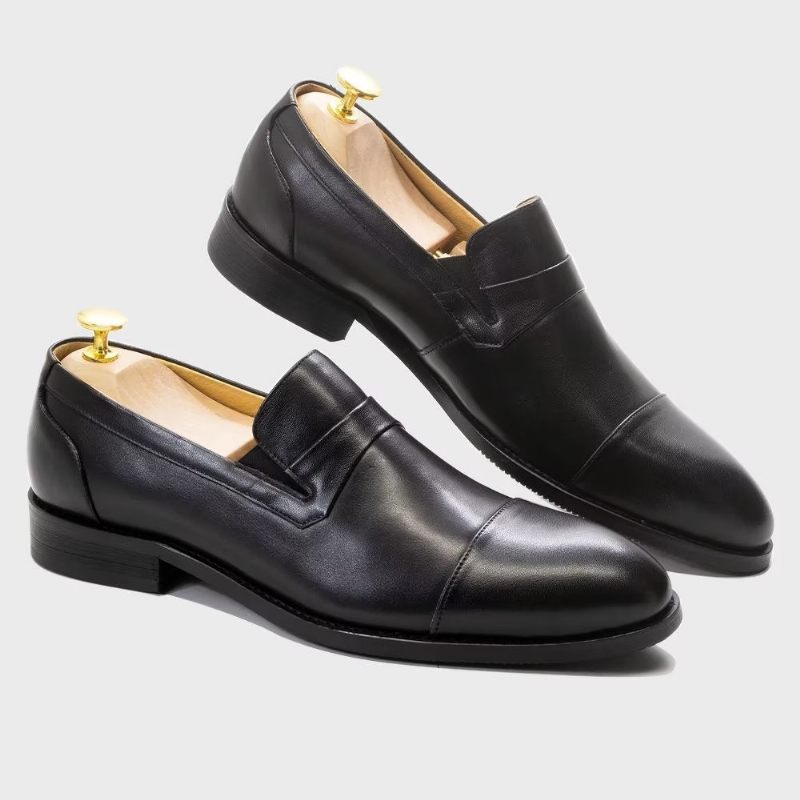 Sapatos Formais Masculinos Couro Com Cordões - Preto 
