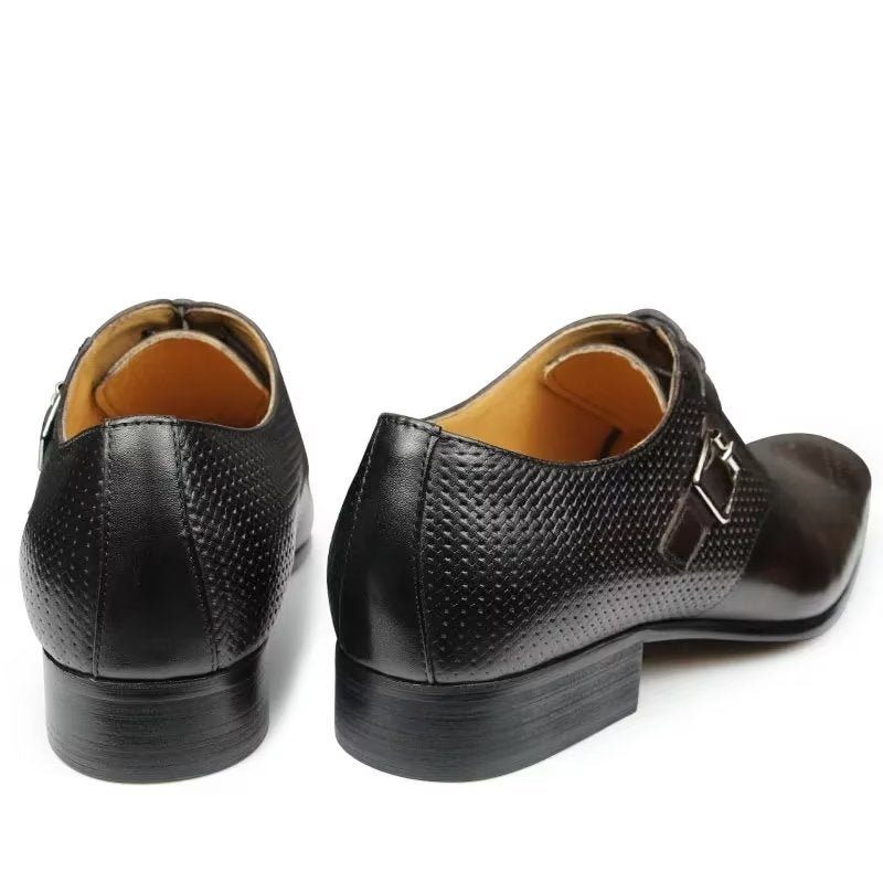 Sapatos Formais Masculinos Couro Genuíno Chiques Casamento Brogue - Café