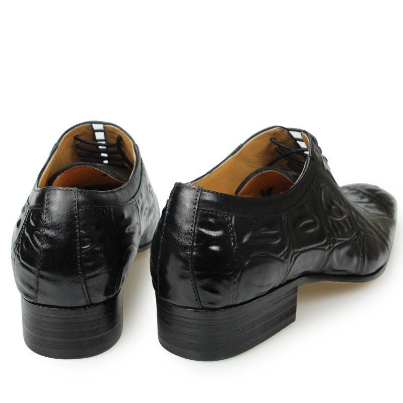 Sapatos Formais Masculinos Couro Genuíno Com Bico Fino Oxford - Preto