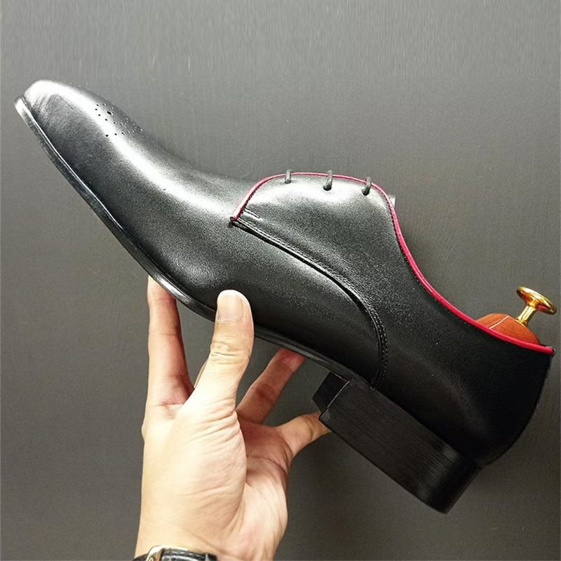 Sapatos Formais Masculinos Couro Genuíno Com Pontas - Azul Escuro