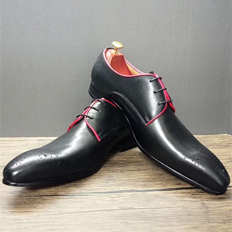 Sapatos Formais Masculinos Couro Genuíno Com Pontas - Azul Escuro