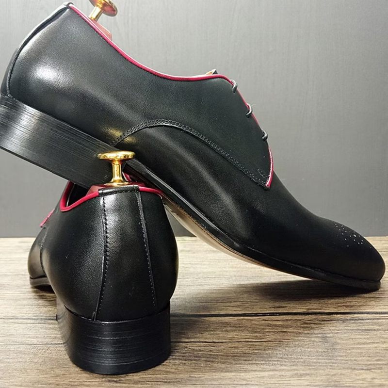 Sapatos Formais Masculinos Couro Genuíno Com Pontas - Azul Escuro