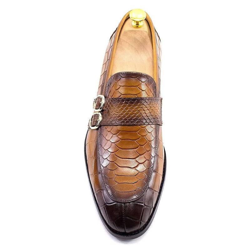 Sapatos Formais Masculinos Couro Genuíno Elegante Crocformal Clássico Brogues - Marrom