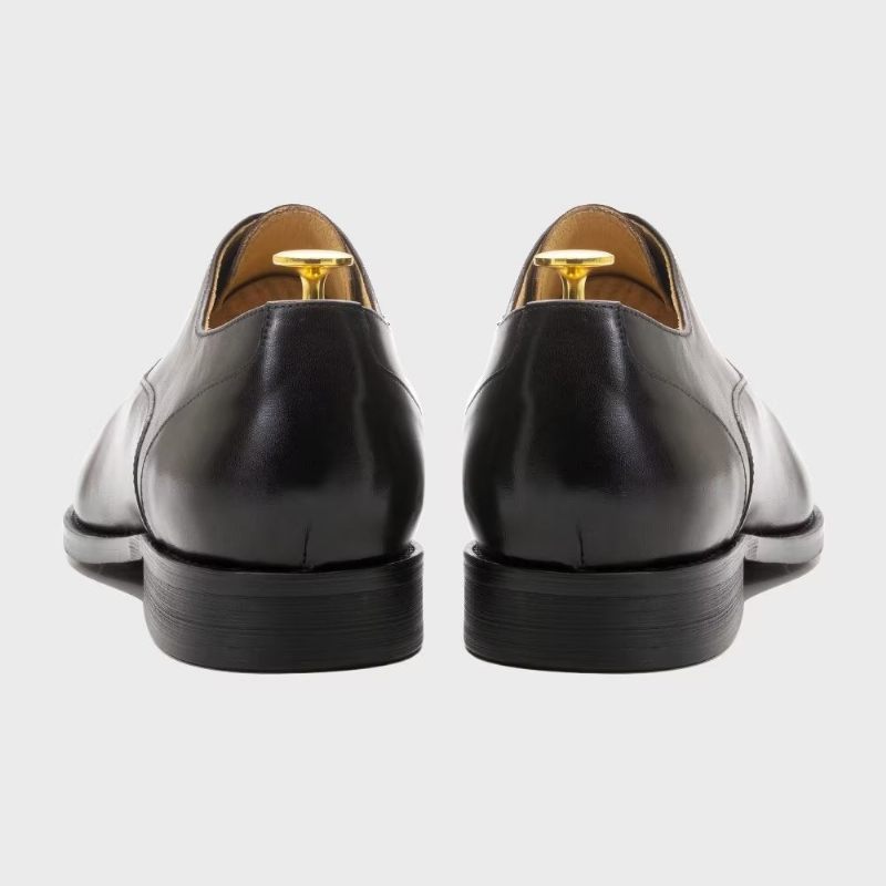 Sapatos Formais Masculinos Couro Requintado Com Ponta Asa - Preto
