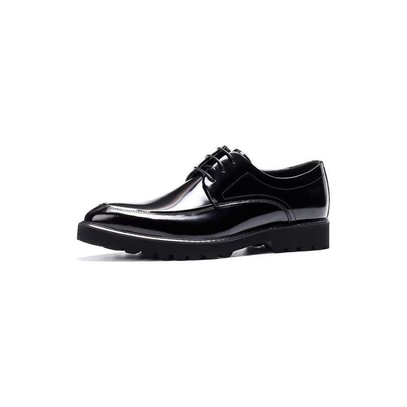 Sapatos Formais Masculinos Derbies Couro Refinado Com Cordões - Preto