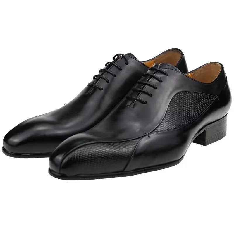 Sapatos Formais Masculinos Elegantes Brogue Nupcial Oxford Couro - Preto