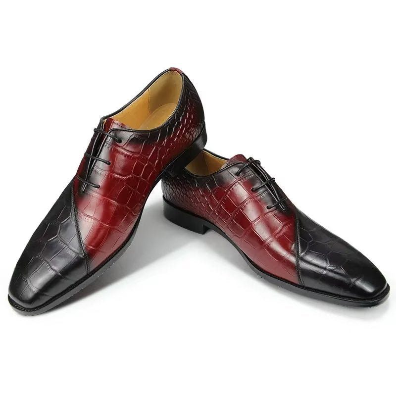 Sapatos Formais Masculinos Elegantes Casamento Couro Brogue - Vermelho