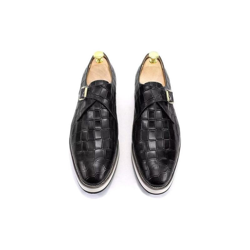 Sapatos Formais Masculinos Elegantes Couro Estilo Brogue Para Casamento Oxford - Preto