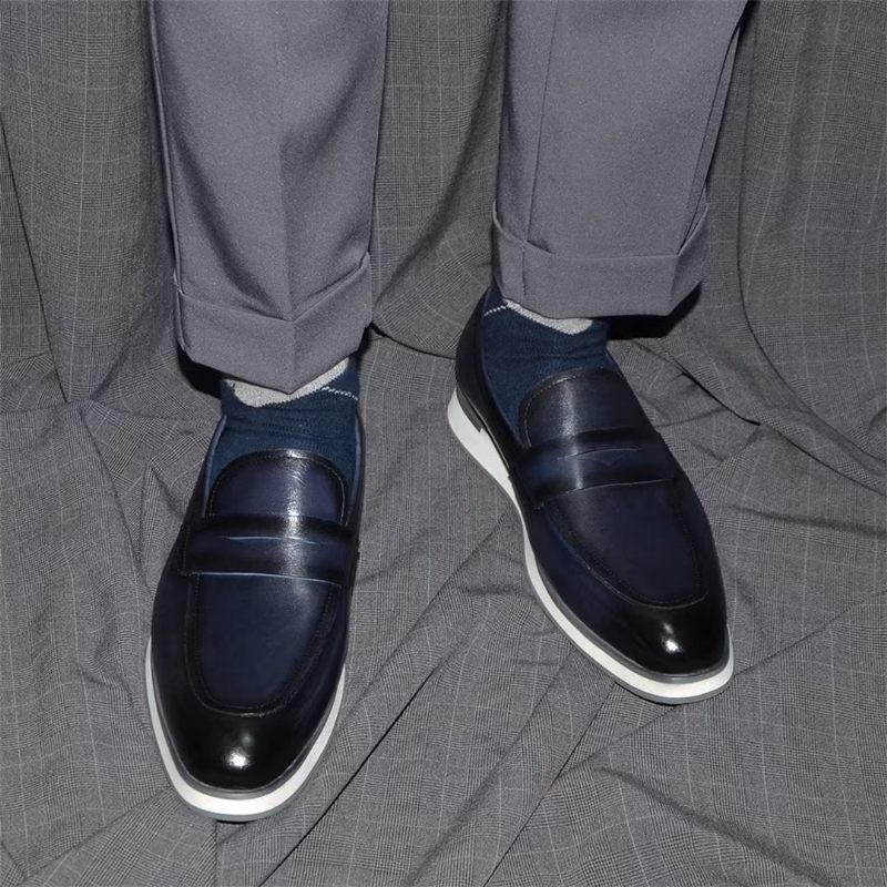 Sapatos Formais Masculinos Elegantes E Minimalistas Em Couro - Preto 