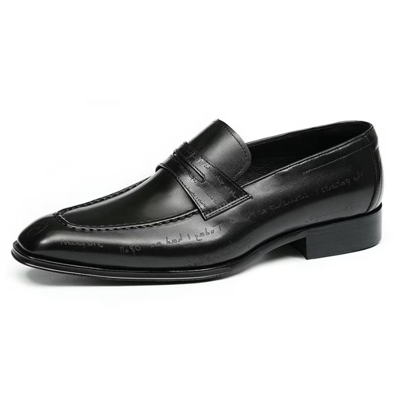 Sapatos Formais Masculinos Elegantes Esculpidos Em Couro Britânico Executivos - Preto